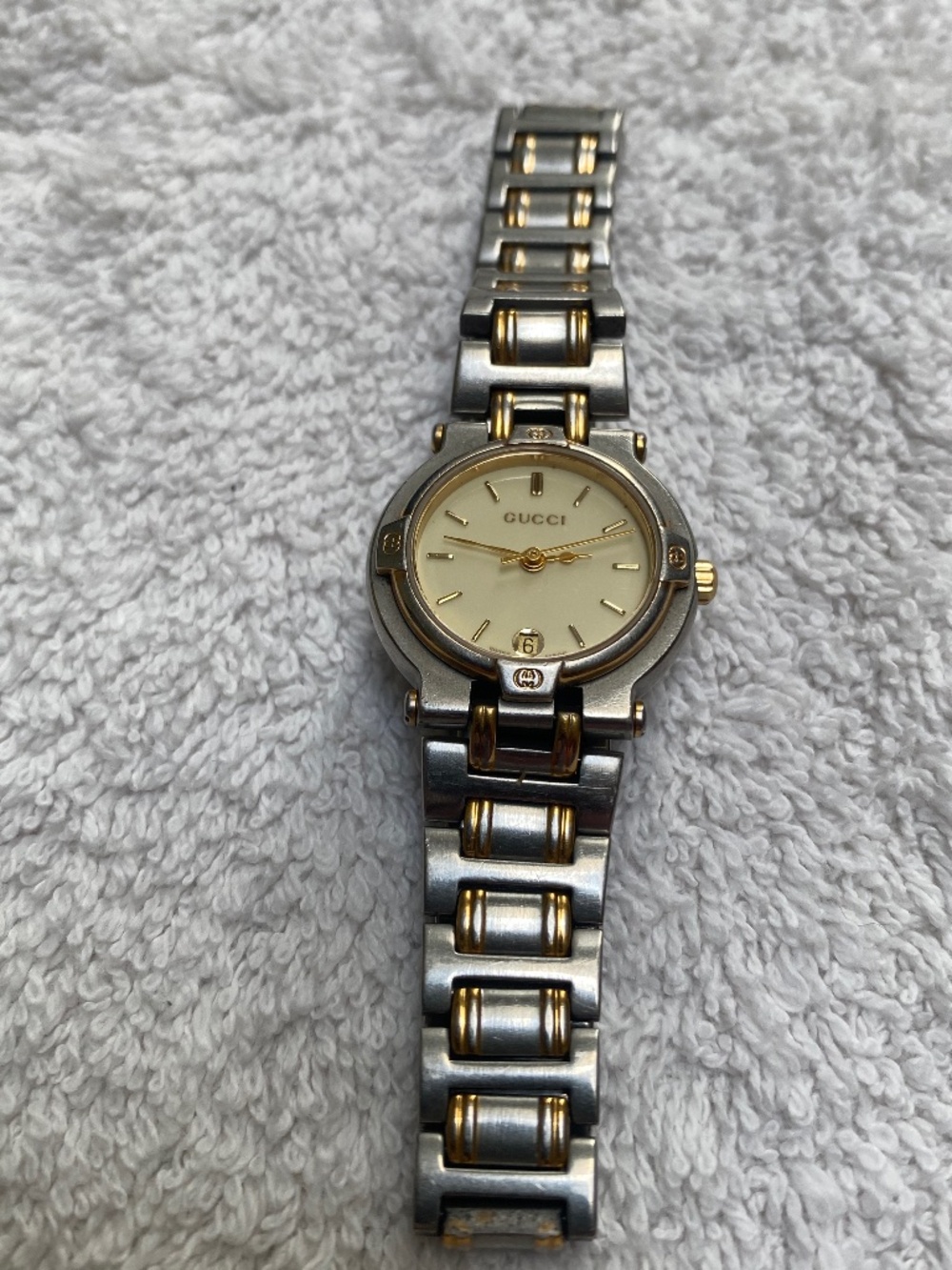 Vintage Gucci Silver and Gold Tone Watch with New Battery